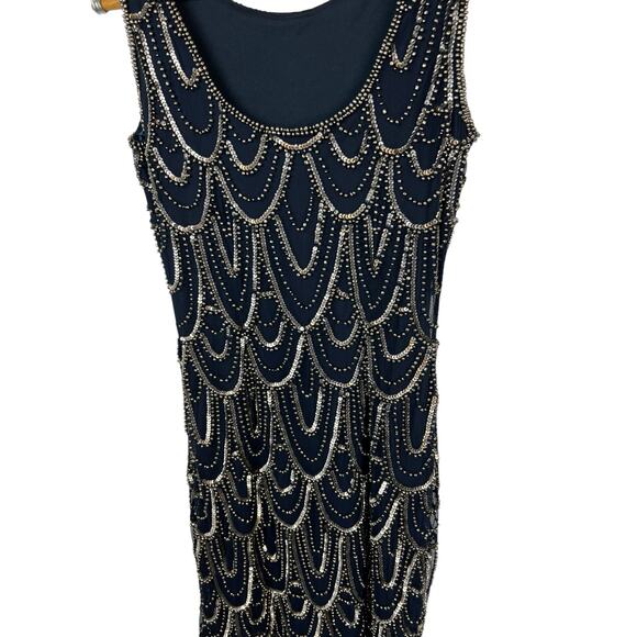 Pisarro Nights Black and Silver Beaded Midi Dress - Picture 10 of 12